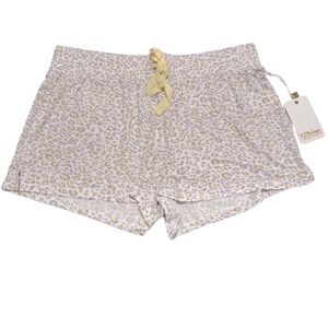 PJ Salvage‎ Soft Pajama Short Ivory Yellow Gray Cheetah Drawstring Women  Size M